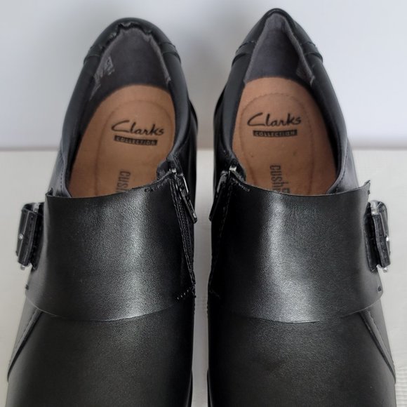 CLARKS Genette Vista Slip-On Leather Shoes- Black color- Women's Size 9.5M - Picture 12 of 14